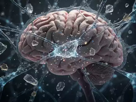 Mikroplastikpartikel sind in neurale Netzwerke und Gehirnstrukturen eingebettet und symbolisieren die potenzielle Bedrohung für die menschliche Gesundheit. - Foto: über boerse-global.de