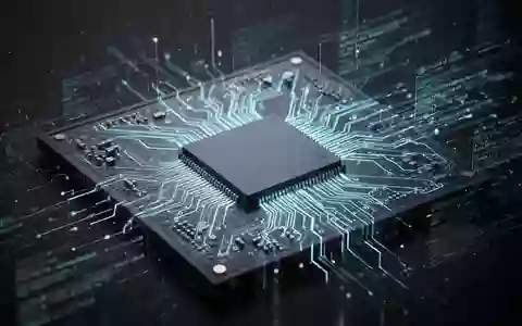 Ein futuristischer Mikrochip mit leuchtenden Schaltkreisen und digitalen Datenströmen, der technologische Entwicklung darstellt. - Foto: über boerse-global.de
