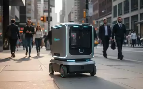 Autonomer Lieferroboter mit modernem Design auf belebter Gehweg. - Foto: über boerse-global.de