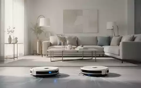 Ein aufgeräumtes, minimalistisches Wohnzimmer mit einem modernen Haushaltsroboter, der bei der Organisation hilft. Die Szene strahlt Ruhe und Effizienz aus. - Foto: über boerse-global.de