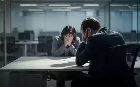Eine Person sitzt allein an einem modernen Büroschreibtisch, den Kopf in den Händen, den Rücken zum Betrachter, wirkt überfordert und isoliert. - Foto: über boerse-global.de