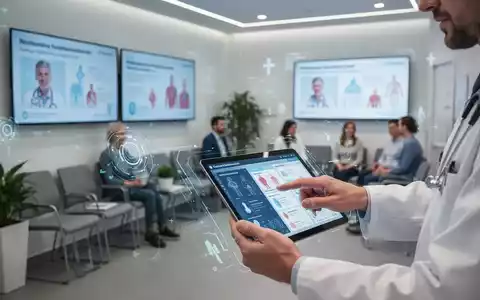 Eine Hand mit digitalem Tablet zeigt Patientendaten in einer modernen Praxis, Symbol für die Digitalisierung im Gesundheitswesen. - Foto: über boerse-global.de