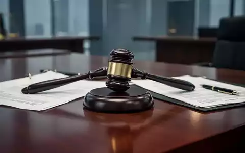 Ein stilisierter, leicht unscharfer Holzhammer auf einem polierten Schreibtisch, umgeben von juristischen Dokumenten und einem Stift. - Foto: über boerse-global.de