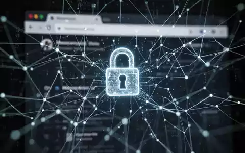 Abstrakte Darstellung von Datenverschlüsselung und Cyberbedrohungen, mit einem leuchtenden digitalen Netzwerk über einer Browseroberfläche. - Foto: über boerse-global.de
