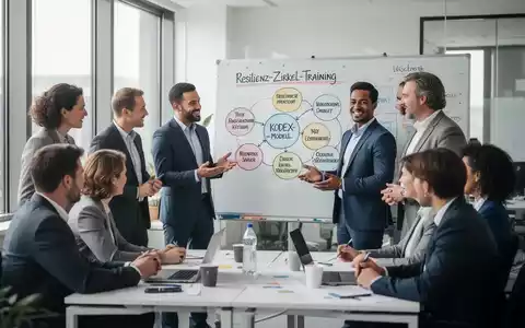 Eine Gruppe von Fachleuten arbeitet in einem modernen Büro zusammen, diskutiert Resilienz-Konzepte und Modelle wie das Resilienz-Zirkel-Training. - Foto: über boerse-global.de