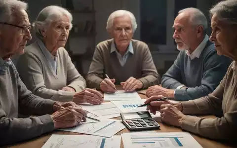 Mehrere Personen verschiedenen Alters sitzen um einen Tisch mit Dokumenten und Rechnern und diskutieren über Rentenanpassungen. - Foto: über boerse-global.de