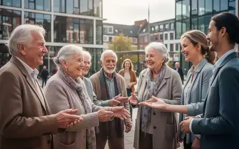 Eine vielfältige Gruppe von Menschen, darunter Senioren und jüngere Erwachsene, interagiert in einer modernen Gemeinschaftsumgebung. - Foto: über boerse-global.de