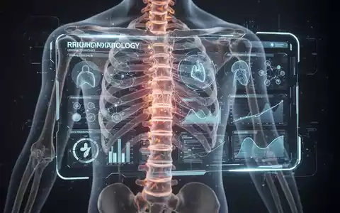 Eine digitale Schnittstelle mit medizinischen Daten oder einer Gesundheits-App über einem stilisierten menschlichen Rückgrat. - Foto: über boerse-global.de