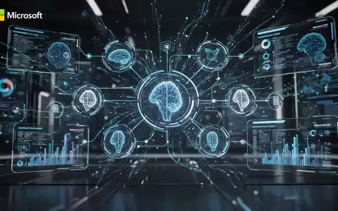 Stilisierte digitale Oberfläche mit verbundenen Knoten und Datenströmen, die vereinte KI und Unternehmenstechnologie darstellt. - Foto: über boerse-global.de