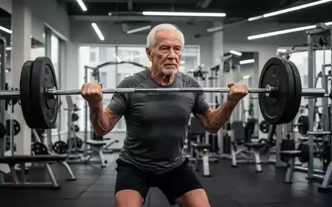 Ein älterer Erwachsener hebt eine Langhantel in einem Fitnessstudio, symbolisiert Kraft und gesunde Alterung. - Foto: über boerse-global.de