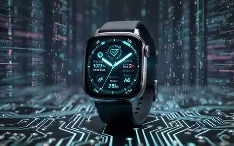 Nahaufnahme eines modernen Smartwatch-Zifferblatts mit Gesundheitsdaten und KI-Symbolen, unscharfer Hintergrund deutet auf Technologie und Daten hin. - Foto: über boerse-global.de