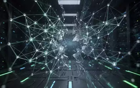 Ein stilisiertes, leuchtendes Netzwerk aus digitalen Knoten und Linien, das durch abstrakte SicherheitskrĂ€fte gestört und zerschlagen wird. - Foto: ĂŒber boerse-global.de