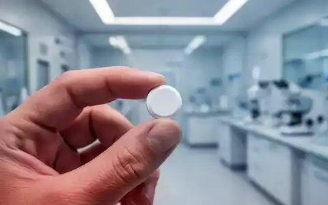 Nahaufnahme einer Hand, die eine Magnesiumtablette hält, mit einem unscharfen medizinischen Hintergrund, der Forschung und Gesundheit symbolisiert. - Foto: über boerse-global.de