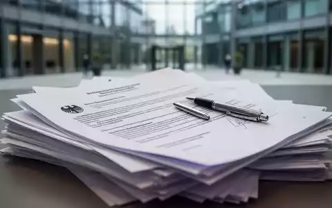 Ein Stapel offizieller deutscher Rechtsdokumente oder Verträge mit einem Stift, der auf ihnen ruht, vor einem unscharfen Hintergrund. - Foto: über boerse-global.de