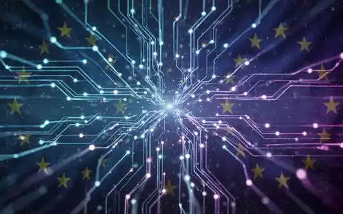 Digitale Pfade mit Datenpunkten und Netzlinien, dezent überlagert mit EU-Flaggenelementen, symbolisieren Datenregulierung und Compliance. - Foto: über boerse-global.de