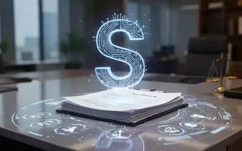 Stilisiertes leuchtendes digitales 'S' für Spellbook über Rechtsdokumenten, futuristische Benutzeroberfläche auf modernem Schreibtisch. - Foto: über boerse-global.de