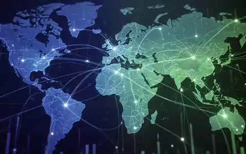 Abstrakte Darstellung von Grenzen und Finanzflüssen, mit leuchtenden Linien und Knotenpunkten, die Datentransfer und wirtschaftliche Auswirkungen symbolisieren. - Foto: über boerse-global.de
