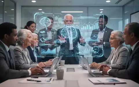 Professionals bei einer Weiterbildung, interagieren mit holografischer Anzeige zu KI und Daten. Betont Lernen und Technologietransfer. - Foto: über boerse-global.de