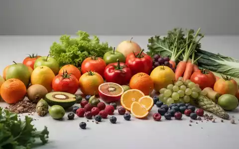 Eine Anordnung von bunten Früchten und Gemüse auf einer minimalistischen Oberfläche, die Gesundheit und natürliche Verbindungen darstellt. - Foto: über boerse-global.de