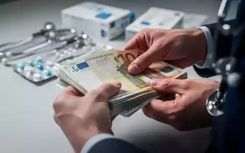 Hände zählen Euro-Banknoten, im Hintergrund verschwommen medizinische Geräte, symbolisiert Gesundheitsreform und Finanzen. - Foto: über boerse-global.de