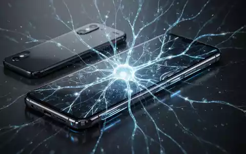 Zukunftssmartphone mit leuchtenden KI-Mustern auf dem Bildschirm, daneben ein dunkleres, weniger fortschrittliches Telefon. - Foto: über boerse-global.de