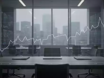 Ein minimalistischer Aktienchart mit einer ruhigen, stabilen Linie, überlagert mit einem abstrakten, ruhigen Handelsraum. - Foto: über boerse-global.de