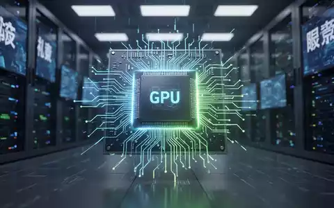 Leuchtender, futuristischer Mikrochip mit blau-grünem Licht, Symbol für fortschrittliche GPU-Technologie, vor verschwommenem High-Tech-Serverraum. - Foto: über boerse-global.de