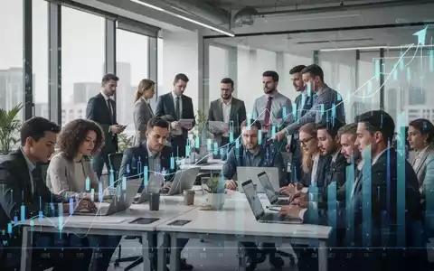 Eine Gruppe vielfältiger Geschäftsleute in einem modernen Büro, die an Laptops arbeiten und zusammenarbeiten, mit einem Gefühl von Karriereentwicklung. - Foto: über boerse-global.de