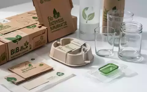 Nahaufnahme von verschiedenen modernen, nachhaltigen Verpackungsmaterialien wie recyceltem Karton und Biokunststoffen. - Foto: über boerse-global.de