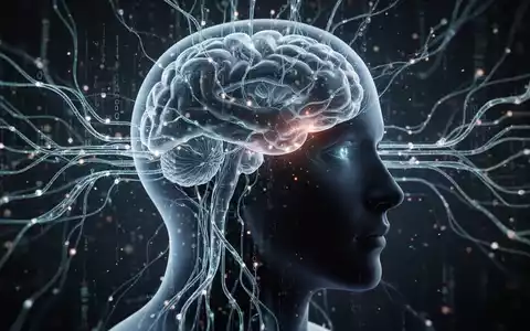 Künstliche Intelligenz, die neuronale Pfade und Datenströme visualisiert, die in den Kopf eines Menschen fließen, mit Fokus auf Gehirn und Auge. - Foto: über boerse-global.de