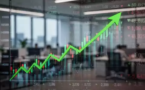 Ein digitaler Aktienchart mit einem Aufwärtstrend und einem grünen Pfeil, der Wachstum und positive Marktbewegung symbolisiert. - Foto: über boerse-global.de