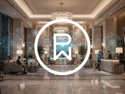 Abstrakte Darstellung des Hotelgewerbes mit Elementen künstlicher Intelligenz in einer eleganten Lobby-Umgebung. - Foto: über boerse-global.de