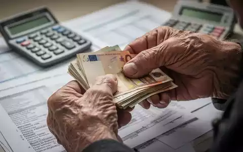 Nahaufnahme der Hände einer älteren Person, die Euro-Banknoten zählt, mit unscharfen Finanzdokumenten im Hintergrund. - Foto: über boerse-global.de
