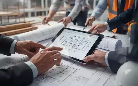 Hände eines Ingenieurs, die einen Bauplan oder ein Tablet mit technischen Zeichnungen prüfen, im Hintergrund angedeutete Industrie. - Foto: über boerse-global.de
