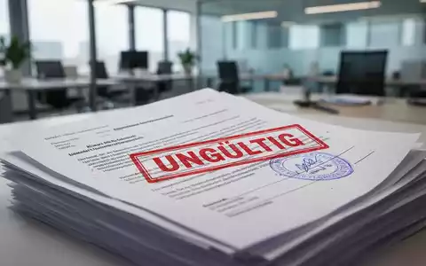 Nahaufnahme von gestapelten Dokumenten mit einem roten 'UNGÜLTIG'-Stempel, der auf rechtliche Fehler oder Nichtigkeit hinweist. - Foto: über boerse-global.de