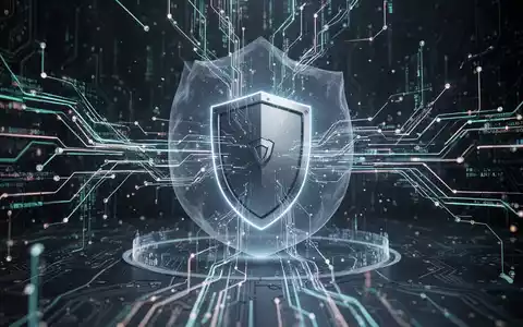 Abstrakte Darstellung digitaler Sicherheit, mit einem geschützten Gerät im Zentrum eines leuchtenden Datennetzwerks. - Foto: über boerse-global.de