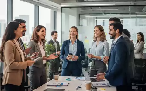 Eine Gruppe von Menschen arbeitet in einem modernen BĂŒro zusammen, was berufliches Wachstum und soziale Integration symbolisiert. - Foto: ĂŒber boerse-global.de