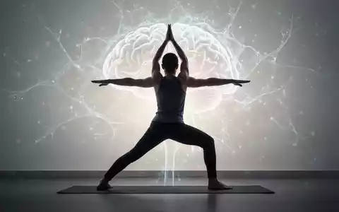 Eine Person praktiziert Yoga in einer ruhigen Umgebung, mit subtilen visuellen Anspielungen auf neuronale Verbindungen im Hintergrund. - Foto: über boerse-global.de