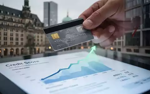 Eine Hand hält eine Kreditkarte über ein Finanzdokument mit steigender Kreditwürdigkeit. - Foto: über boerse-global.de