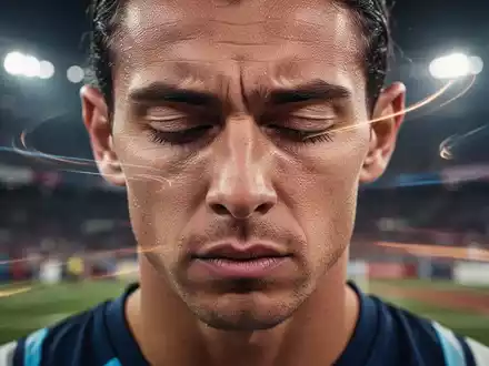 Nahaufnahme eines Athleten mit geschlossenen Augen, der mentale Techniken wie Visualisierung vor einem Wettkampf anwendet. - Foto: über boerse-global.de