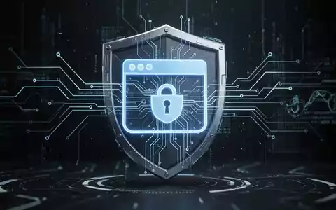 Leuchtendes digitales Schildsymbol über einem Webbrowser-Symbol, das verbesserte Sicherheit für Unternehmensnetzwerke darstellt. - Foto: über boerse-global.de