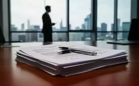 Ein Stapel deutscher Rechtsdokumente mit einem Stift auf einem Schreibtisch. Im Hintergrund eine verschwommene Person vor einem Fenster. - Foto: über boerse-global.de