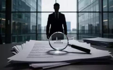 Eine schattenhafte Figur steht in einem modernen Bürogebäude und blickt auf Dokumente, die einen Unternehmensskandal andeuten. - Foto: über boerse-global.de