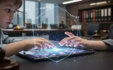 Kinderhände auf einem Tablet mit digitalem Schutzschild, Symbol für Datenschutz und Online-Sicherheit für Minderjährige. - Foto: über boerse-global.de