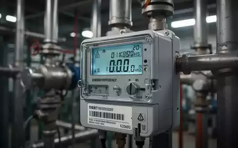 Nahaufnahme eines digitalen Energiezählers in einer Fabrikhalle, der Energieeffizienz und Messung in der Industrie symbolisiert. - Foto: über boerse-global.de