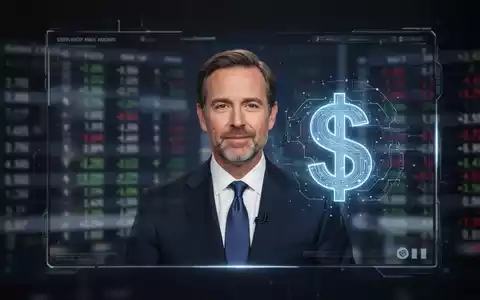 Eine Nahaufnahme eines Bildschirms, der ein Deepfake-Video eines Nachrichtensprechers zeigt, mit Finanzdaten im Hintergrund. - Foto: über boerse-global.de
