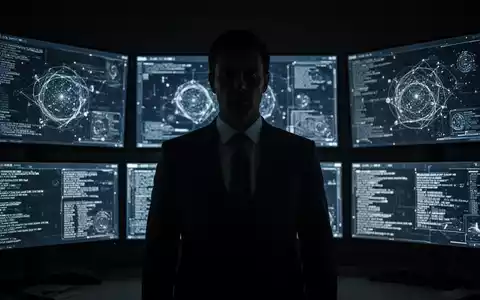 Eine dunkle Figur vor leuchtenden digitalen Bildschirmen, die Daten und Code anzeigen, symbolisiert Überwachung und Nachrichtendienste. - Foto: über boerse-global.de