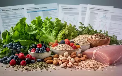 Eine Nahaufnahme einer Auswahl frischer, gesunder Lebensmittel, darunter Obst, Gemüse, Nüsse und Vollkornprodukte, auf einem Tisch. - Foto: über boerse-global.de