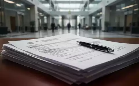 Ein Stapel offizieller Dokumente mit einem Stift auf einem Tisch in einem modernen Bürogebäude, der Reformen andeutet. - Foto: über boerse-global.de