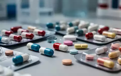 Verschiedene pharmazeutische Pillen und Kapseln liegen verstreut oder in Blisterpackungen auf einer unscharfen Oberfläche. - Foto: über boerse-global.de